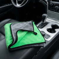 Thick Microfibre Cloth and 40cm Car Drying Towel, Knitted 150D Microfibre Cloth for Detailing, Dense Pale Green Square Car Cleaning Towel
