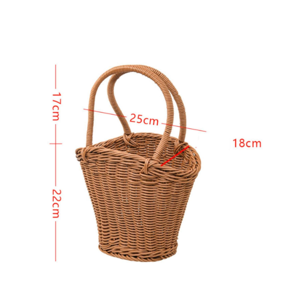 Flower Basket with Bow Natural Gift Basket with Handle Rustic Elegant for Florists, Weddings, Picnics