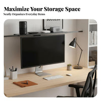 Drill-Effortless Installation Set-Top Box Holder Space-Saving Design TV Top Storage Rack Strong Load-Bearing Router Mounting Shelf Anti-Scratch Pads for Home Office, Dorm Room