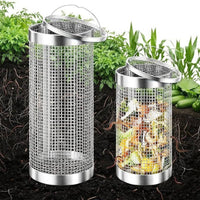 2 Pieces Inground Worm Composting Bin Mesh Worm Composter with Lid Steel in-Ground Composter Well-Aerated for Gardeners, Raised Beds, Backyard
