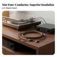 Turntable Cable with Ground Wire Noise Reduction High Fidelity for Vinyl Setup