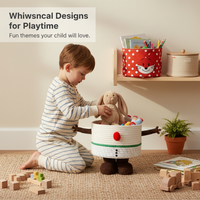 Large Footprint Storage Basket with Lid - Dopamine Hug Bucket Woven Organizer for Snacks and Toys