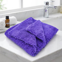 Edgeless Design Towel Car Drying Towel, 40cm x 40cm Microfibre Cleaning Cloth, 350 GSM Soft Coral Fleece for Interior and Exterior Detailing
