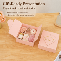 Square Gift Box with Lid Paper Heart Pattern 21x21x8cm Cardboard for Birthdays