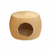 Year-Round Feline Bed Tray Handwoven Wicker Feline Bed Long-Lasting Pet Furniture