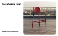 Outdoor Use Nordic Design High Stool Lightweight Modern Plastic Bar Stool Easy Assembly Plastic Shell Bar Chair Sturdy Construction for Homeowners, Business Owners, Renters, Restaurant, Patio, Kitchen, Dining Area