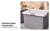Large Capacity Wheeled Storage Bin with Lid Multi-Purpose Wheeled Latch Box sturdyDuty Rolling Container long-lasting Construction for Homeowners, Families, Playroom, Bedroom, Moving, Closet