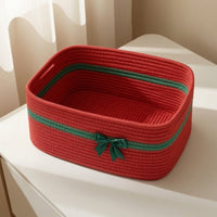 Rope Basket with Handle Sturdy Rope Basket for Shelf, Dresser