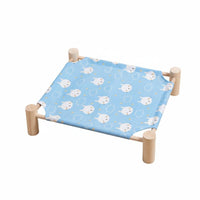 Washable Cover Wooden Frame Cat Bed All-Season Comfort Wooden Frame Pet Cot Breathable Textile Pet Camp Cot Easy to Assemble for Cats, Small Dogs