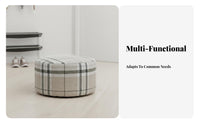 Round Upholstered Pouf space-efficient Design Small Stool Space-Saving for Bedroom, Kids