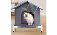 Elevated Cat House Raised Pet Shelter with Stand Enclosed Cat Shelter Indoor for Bedroom