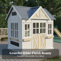 Wooden Playhouse Solid Wood Construction children's Treehouse Child-Friendly Design Kids Outdoor Cabin for Young Children, Parents, Backyard, Patio