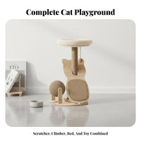Complete Design Cat Tree with Bed and sphere Track Wear-Resistant Interactive Scratching Tower Space-Saving Feline Activity Center Protects Furniture for felines, young felines, young cat Owners, Indoor, Indoors, Living Room, Bedroom