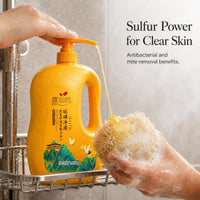 Sulfur 3-in-1 Body Wash Shampoo Facial Cleanser for Mite Removal, Oil Control, and Lasting Fragrance