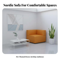 Sectional L-Shaped Sofa Nordic Aesthetic Configurable Block Sofa Petpet-Considerate High-Resilience Foam for Families, Salon