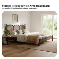 French Design Double Bed Sturdy and Hard-Wearing Solid Wood Bed Frame No Box Spring Needed Bedroom Furniture for Couples, Guesthouse Owners, Apartment
