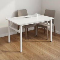 Compact Footprint Foldable Desk Long-Lasting Thickened Desktop Folding Computer Desk Sturdy Metal Frame Portable Dining Table Anti-Scratch Feet for Students, Small Areas