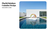 Large Capacity Rainbow Raft Ing Island Heavy Duty Rainbow Cumulus Pool Raft for Families, Party Goers, Lake, Beach