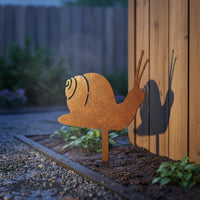 4 Pieces Rust Finish Weathered Snail Outline Whimsical Design Iron Spiral Sculpture for Patio
