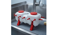 14-Outlet Milk Dispenser Red Accents Piglet Milk Dispenser Screw Lids
