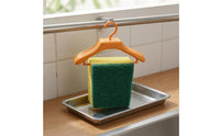 ABS Plastic Draining Sponge Stand Upright Hanger-Shaped Pad Holder Rectangular Frame Scouring Pad Holder Space-Saving for Bathroom