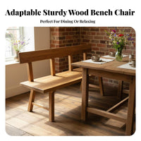 Rustic Design Bench with Backrest Natural and design Slatted Wood Bench adaptable Outdoor Furniture sturdy Duty for property owners, Business Owners, Cafe, Restaurant, Porch, Dining Room