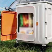 Folding Utility Cart with Lid Compact Foldable Rolling Crate Easy Storage Folding Cart with Lid for Journeyers