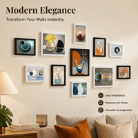 Multi Photo Frame Set of 8, Modern Minimalist Black Picture Frame, No-Drill Rectangle Frame for Gallery Wall, Matte Finish Home Decor