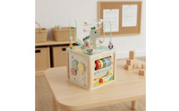 Color Recognition Wooden Activity Cube Multifunction Wooden Bead Maze Cube Hand Eye Coordination Educational Busy Box Fine Movement Skills for Toddlers, Babies, Preschool, Nursery, Kindergarten