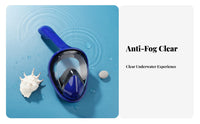 Anti-Fog Full Face Snorkel Mask Leak-Proof Snorkel Mask Adjustable Straps for Children, Nearsighted People, Beach, Travel, Vacation