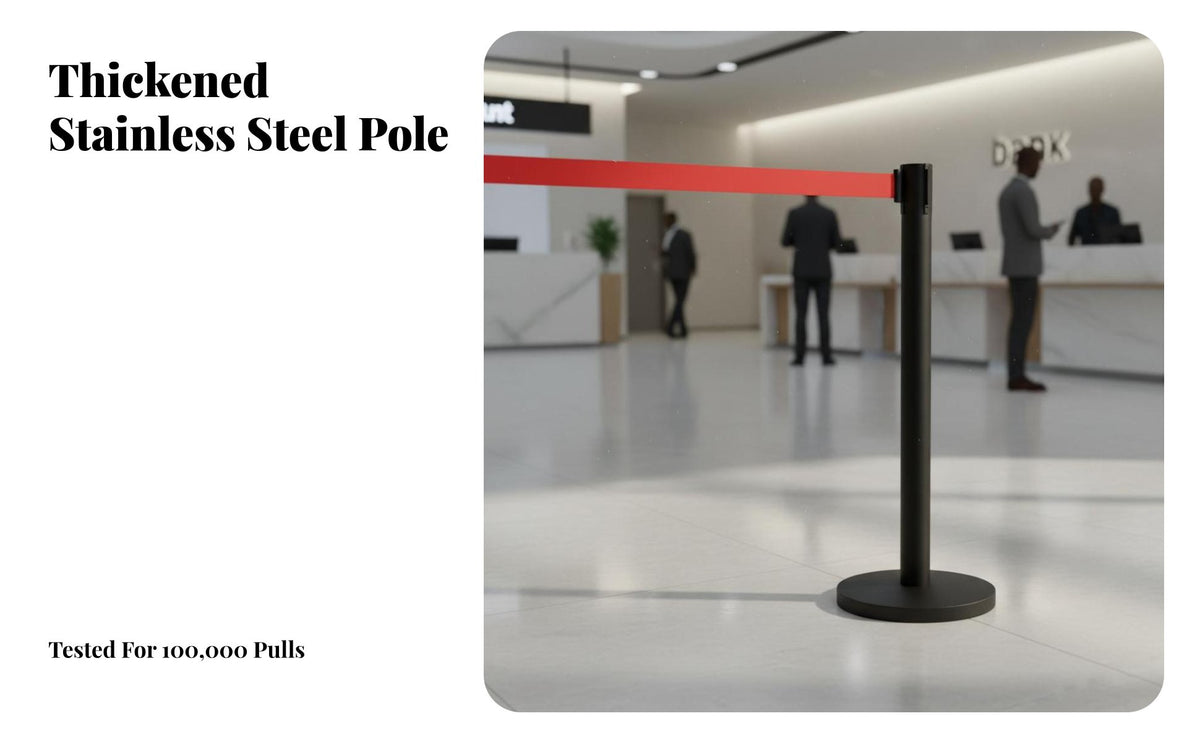 Retractable Belt Stanchion Heavy-Duty Base Crowd Control Stanchion Rustproof Retractable Belt Barrier for Venue Managers, Airports, Banks, Exhibitions
