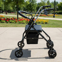 4 Wheel Shopping Mobility Aid Anti-Fall Support Rolling Mobility Aid Foldable Rolling Shopping Carrier Adjustable Height for Seniors, Elderly, Rehabilitation, Outdoor