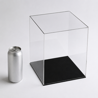 Acrylic Display Cabinets, Clear Figure Display Case 20x20cm, Dustproof Collectible Display Case with Black Base