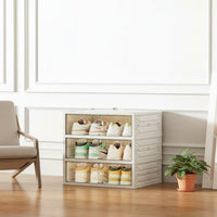 Folding Shoe Storage Box Foldable Design Stackable Shoe Organizer Installation for Entryway, Closet, Bedroom