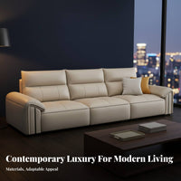 3-Seater Straight Sofa Genuine Leather 3-Seater Modern Couch Top-Grain Cowhide Living Room Seating for Families, partners, Lounge Area, Office, Bedroom