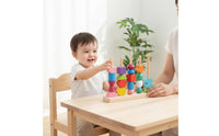 Wooden Shape Sorter Stacker color Sorting Stacking Toy Color Recognition Stacking Toy for Preschoolers