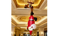 Santa and Reindeer Inflatable Vertical Hanging Christmas Inflatable Holiday Display for Families, Porch, Balcony, Entryway