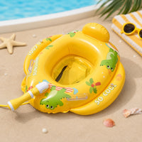 Seated Swim Float with Seat Backrest Baby Swim Seat Raised Front Cushion Baby Swimming Buoyant Device Cartoon-Style