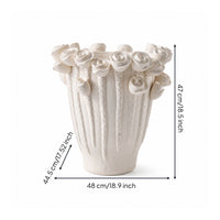 Vase with Floral Relief Artisanal Ceramic Vase Modern Flower Holder for Entryway