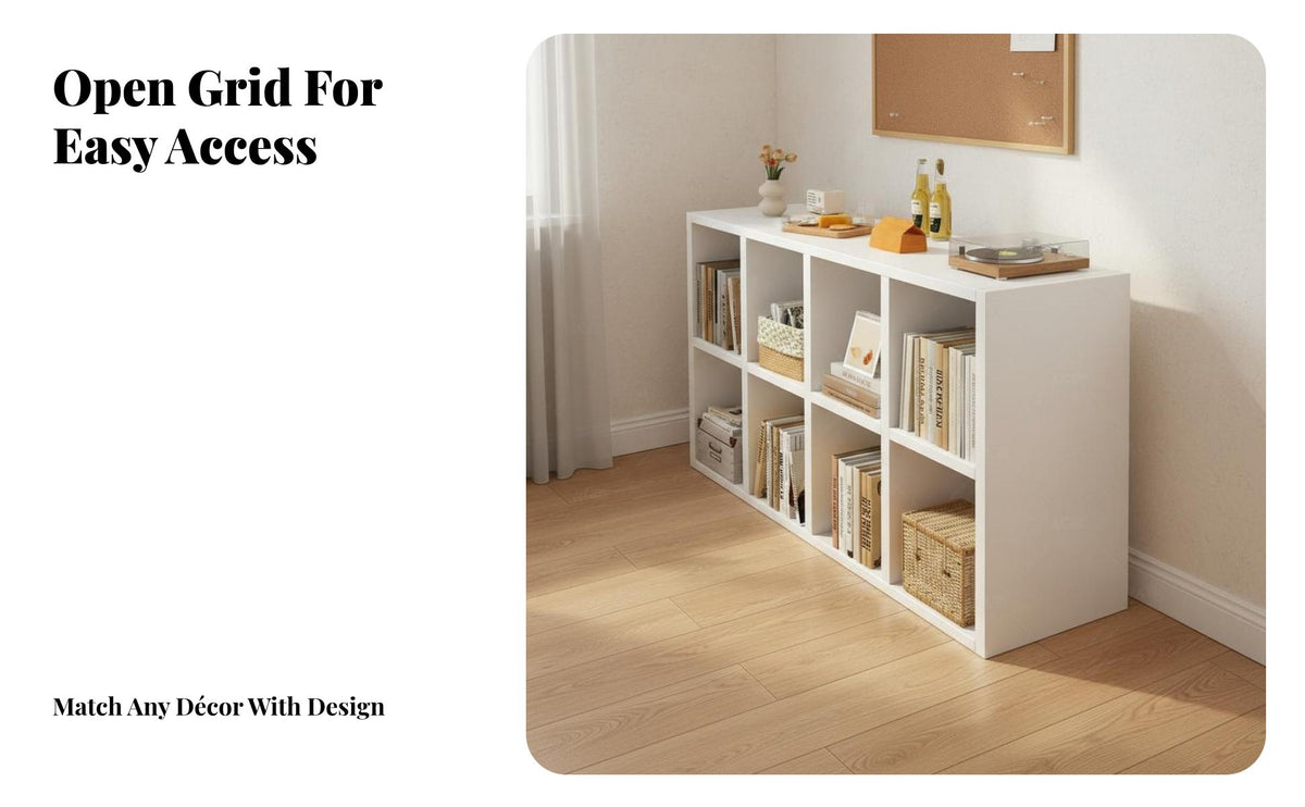 Freely Combinable Cube Storage Organizer Multipurpose Accessible Cube Bookcase Large Capacity Multi-Compartment Shelf Modern Design for Students, Homeowners, Office Workers, Dormitory, Living Room, Bedroom, Entryway