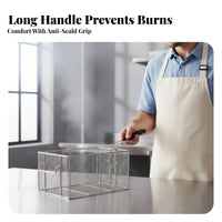 Heavy-Duty Deep Fryer Basket Multi-Purpose Deep Fry Basket Multipurpose Stainless Steel Mesh Strainer Dishwasher Safe for Restaurant Owners, Chefs, Food Truck