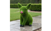 Flocked Pig Statue Anti-Aging Artificial Grass Pig Figurine for Garden, Balcony