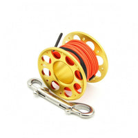 Double-Ended Snap Hook Diving Finger Spool Reel Perforated SMB Line Reel Cord Attached Aluminum Finger Spool Lightweight
