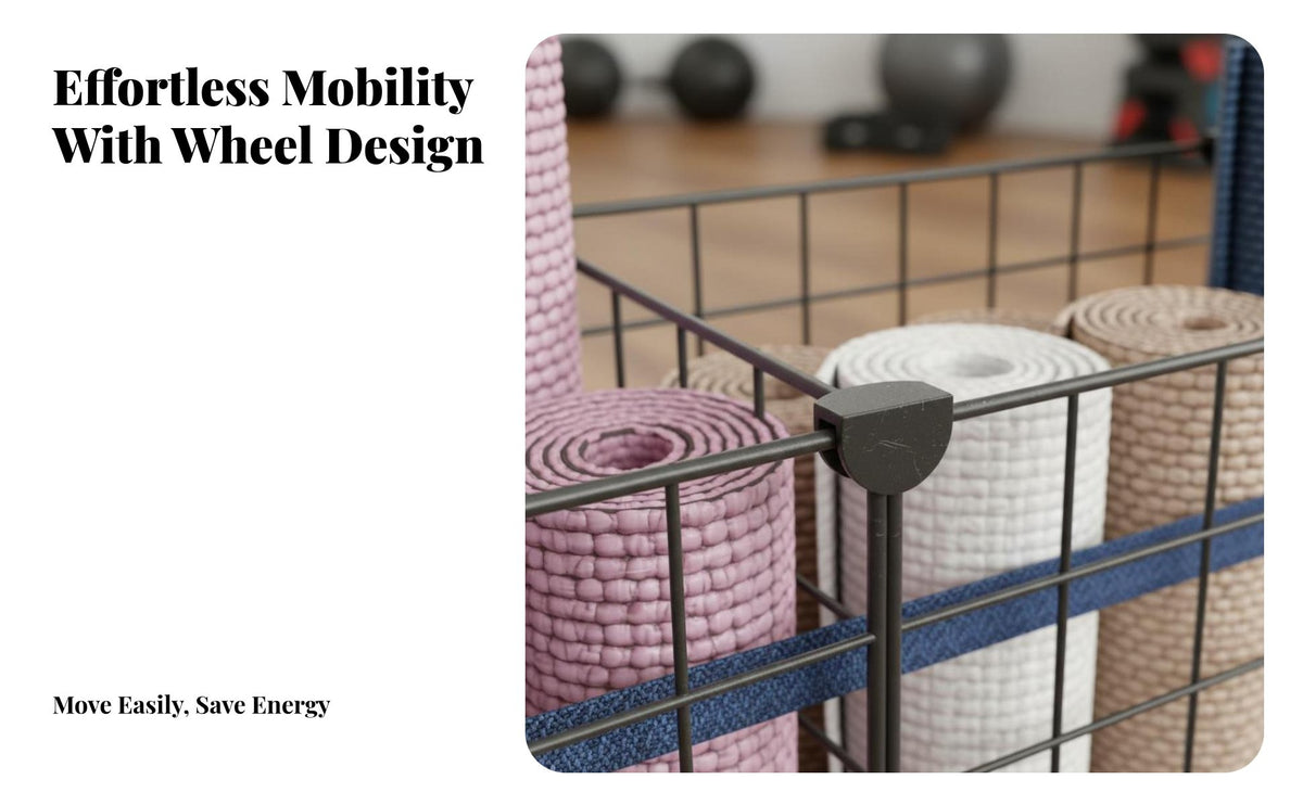Rolling Cart with Wire Baskets Freestanding Home Gym Organizer Two-Tier Workout Equipment Organizer for Bedroom