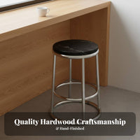 Minimalist Design Backless Round Bar Stool Sturdy Construction Nordic Design Counter Stool Built-in Footrest Backless Metal Barstool Versatile for Cafe Owners, Homeowners, Adults, Restaurant, Pub, Home, Dining Room