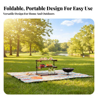 Solid Wood Shelves 3-Tier Foldable Shelf Multi-Purpose 3-Tier Folding Shelf Lightweight Collapsible Camping Organizer Easy Assembly for Picnickers, Homeowners, Gardeners, Backyard, Garden, Balcony, Kitchen