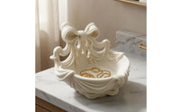 Ribbon-Style Sides Shell Jewelry Tray Layered Ridges Bow Jewelry Tray Smooth Curves Finger Holder Dish Open Round Interior