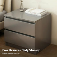 Simple Modern Aesthetic 2-Drawer End Table Compact Size Nightstand Large Capacity Storage Bedside Cabinet Multi-Purpose for Apartment Dwellers, Students, Homeowners, Dorm Room, Entryway, Closet