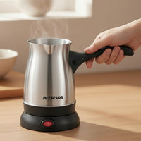 Stainless Steel Electric Coffee Pot Compact Electric Turkish Coffee Maker Portable Milk Heater Heat-Resistant for Students, Travelers, Small Kitchen, Office, Dorm Room