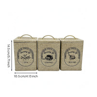 3 Pieces Coffee Can Vintage Style Tea Tin Square Kitchen Storage